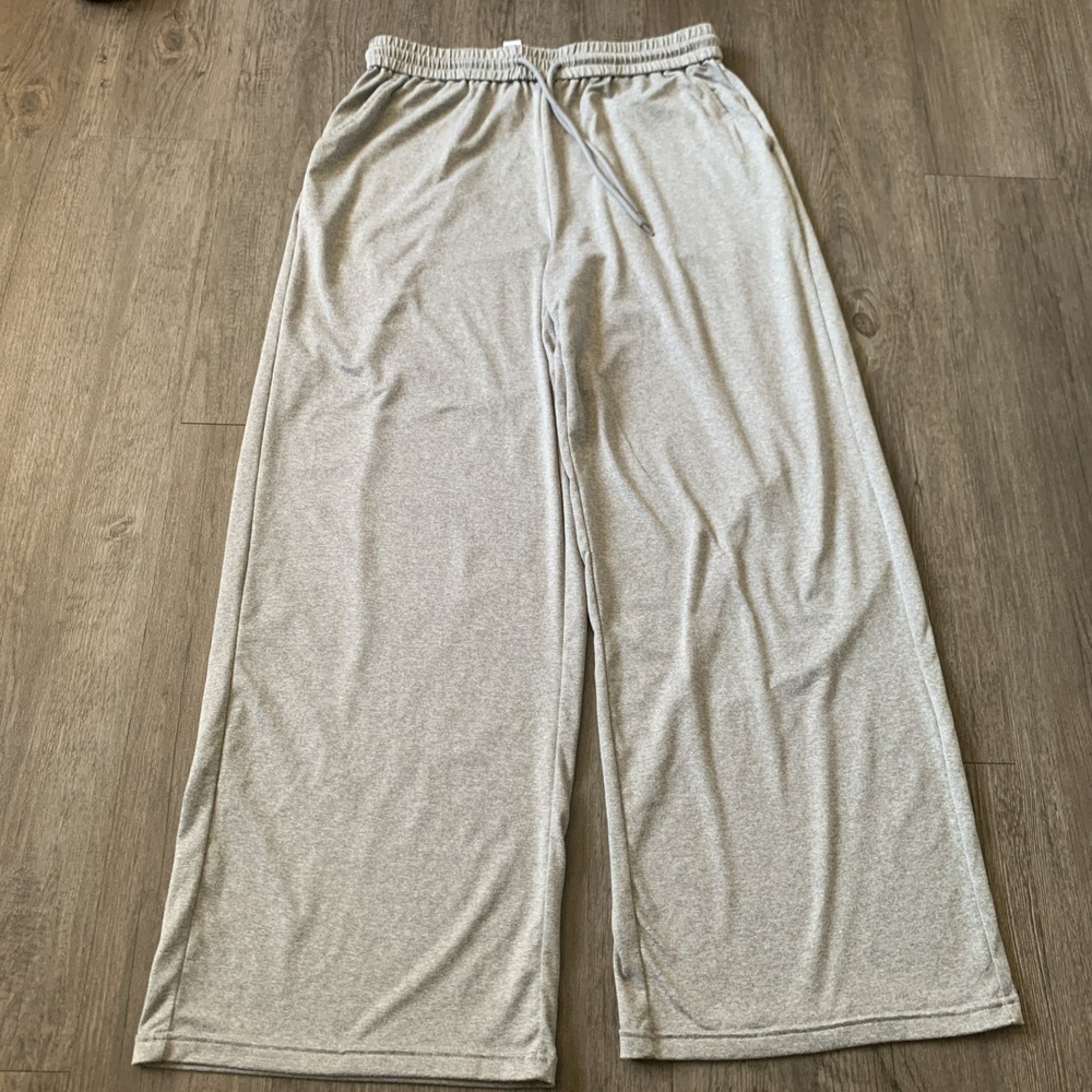 Halara Wide Leg Lounge Pants Grey High Waisted Drawstring Size L